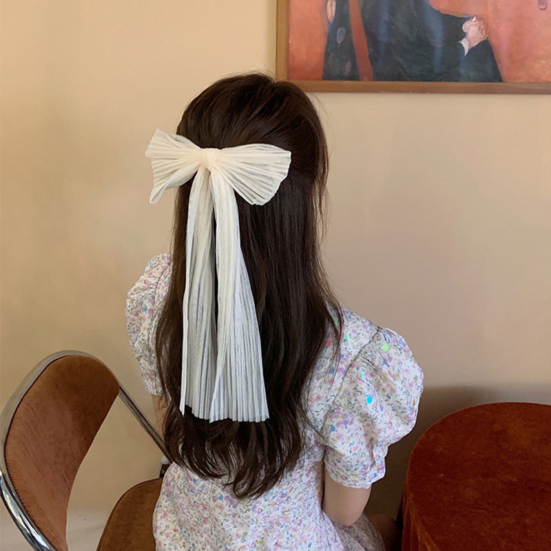 Kẹp Tóc Phối Nơ Ren Phong Cách Vintage Xinh Xắn Cho Bé Gái