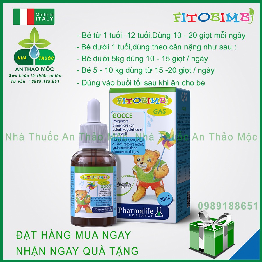 Fitobimbi Gas Bimbi Bé Hết Nôn Trớ,Chướng Bụng,Đầy Hơi Khó Tiêu.Rối Loạn Tiêu Hóa