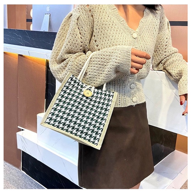 Túi tote vải lanh mini in họa tiết phong cách Nhật Bản thời trang cho nữ