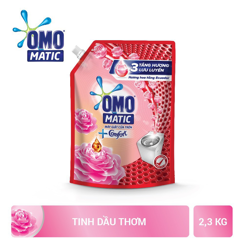 Nước giặt OMO MACTIC Comfort Hương Hoa Hồng túi 2.3KG (MỚI)