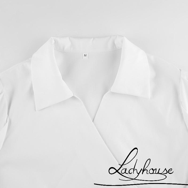 Áo Croptop Tay Phồng Ngắn Màu Trơn Thời Trang Mùa Hè Cho Nữ