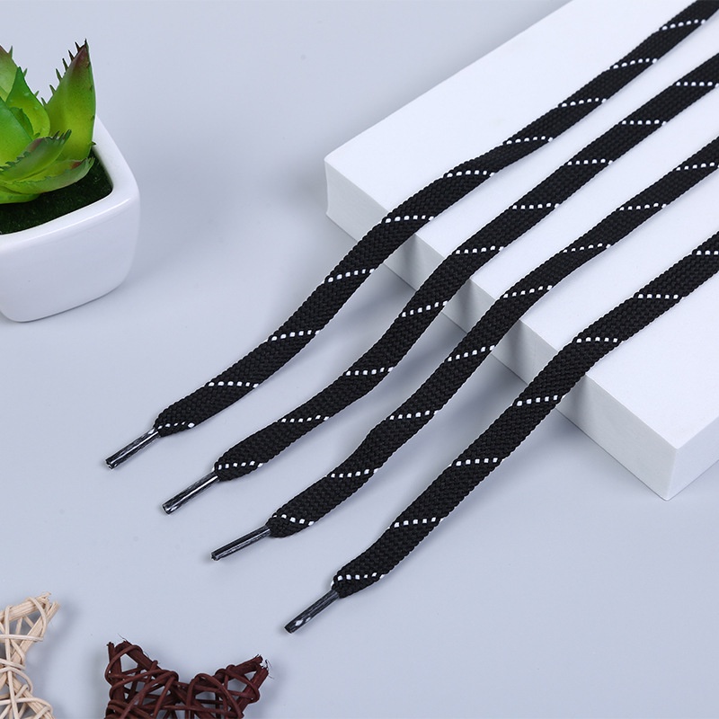 Dây giày Thế Thao bản dẹt 2 lớp màu đen làm từ sợi bông cao cấp dài 100cm