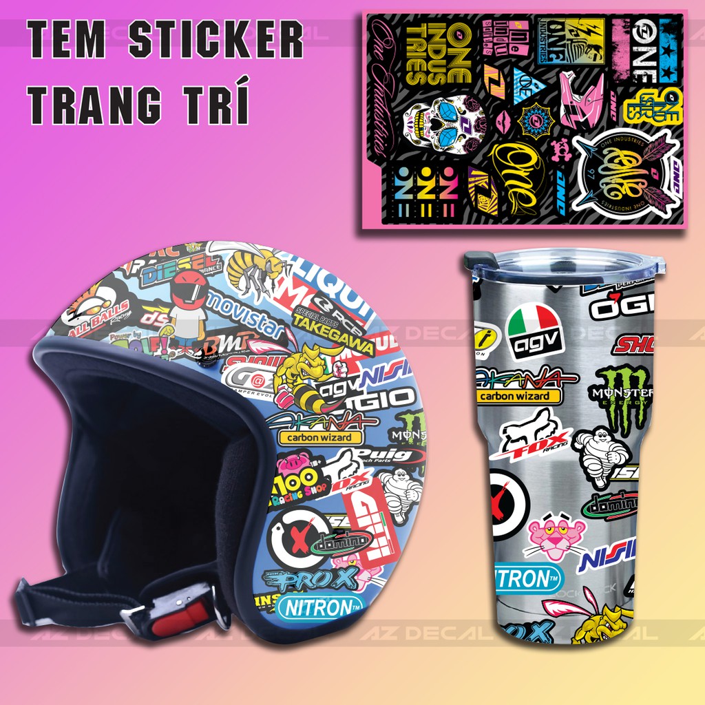 Set Sticker Dán Xe Chủ Đề One Indus Tries 01 | Trang Trí Xe Máy, Xe Điện, Nón Bảo Hiểm, Laptop, Điện Thoại