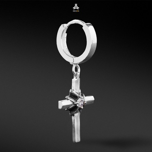 Khuyên tai bạc nam, nữ HeliSilver Cross Hope S925 KTB282