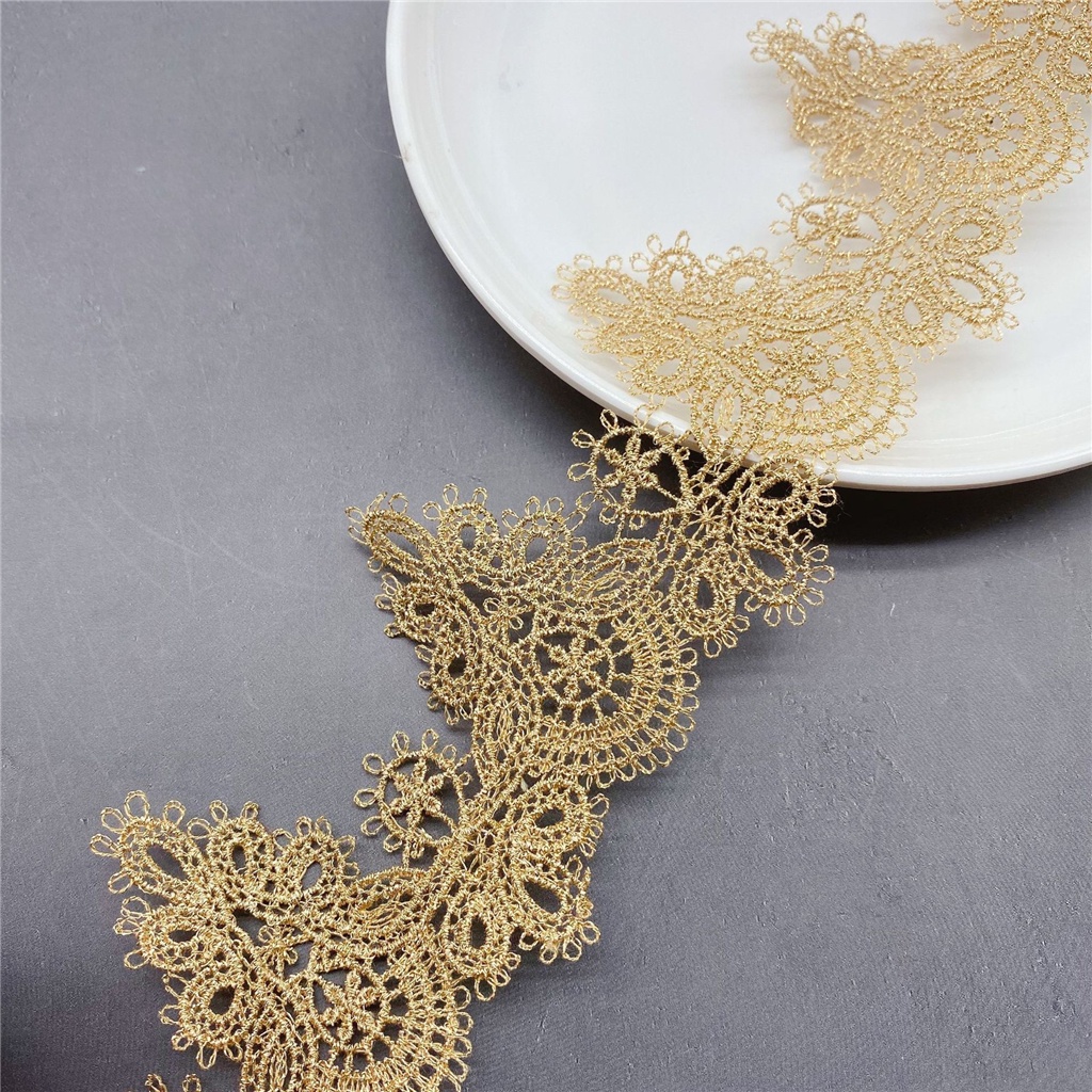Cuộn Vải Ren Hoa Vàng Hòa Tan Trong Nước Dài 1 Yard Rộng 5.8CM