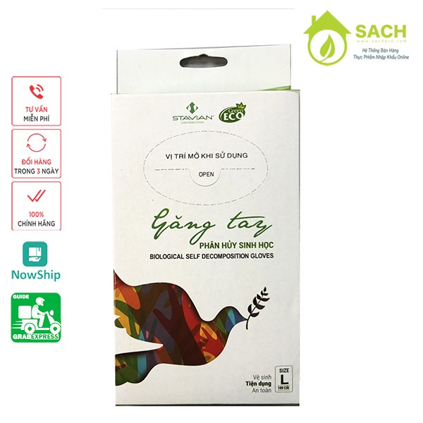 Găng Tay Nilong Tự Hủy Sinh Học Green Eco - 100 cái/hộp