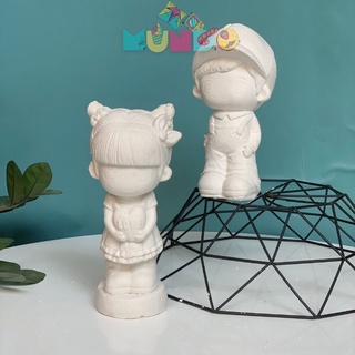Tượng tô màu cao cấp chọn mẫu SIZE X BOY&GIRL, tượng thạch cao MUNDO