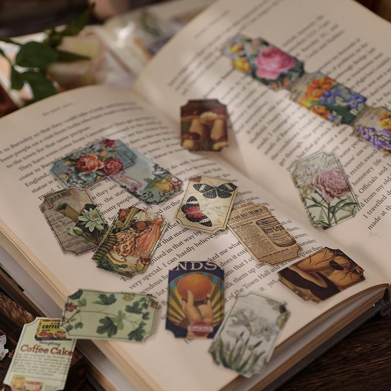 Tệp 120 miếng labels kiểu xé vé dùng để trang trí kiểu cổ điển retro vintage
