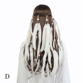 Băng đô cài tóc đính lông vũ phong cách boho dành cho nữ