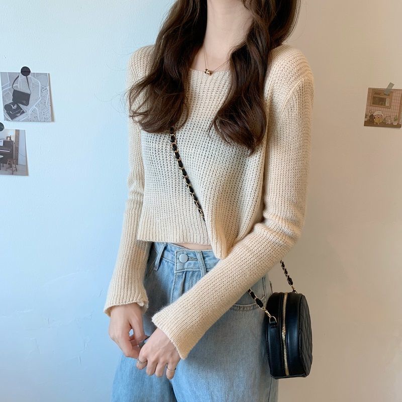 Áo Dệt Kim Tay Dài Cổ Tròn Dáng Rộng Thời Trang Hàn Quốc 2022