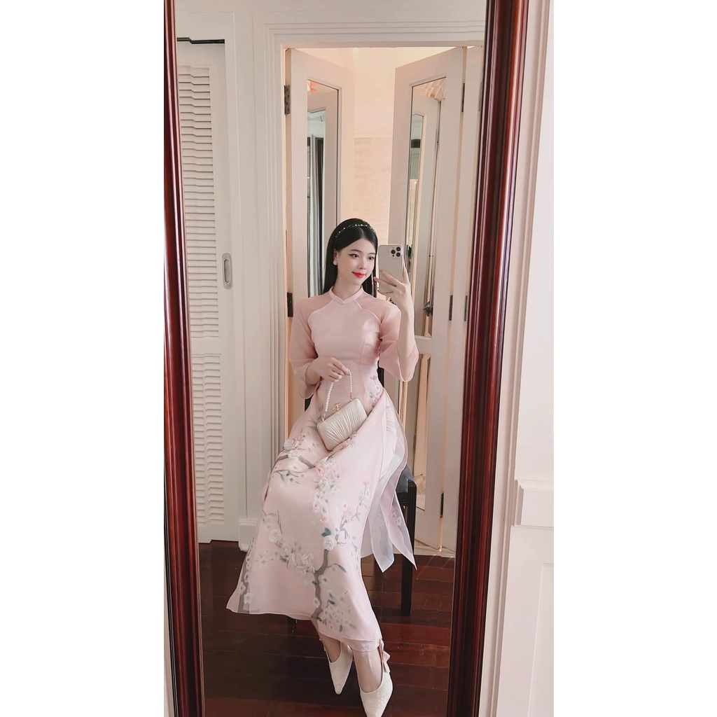 Áo dài cách tân kết hoa organza 4 tà ⚡️Hàng Cao Cấp⚡️ thần thái quý cô  – Tây Phương