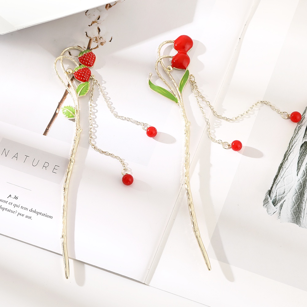 Haimeikang Kẹp Tóc Kim Loại Hình Hoa Lily / Bươm Bướm / Trái Cây Đơn Giản Chất Lượng Cao Thời Trang