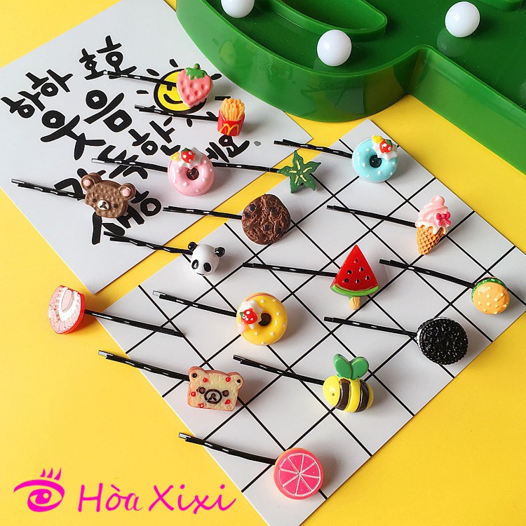[Được chọn mẫu] Kẹp tóc hình hoa quả, đồ ăn siêu kute