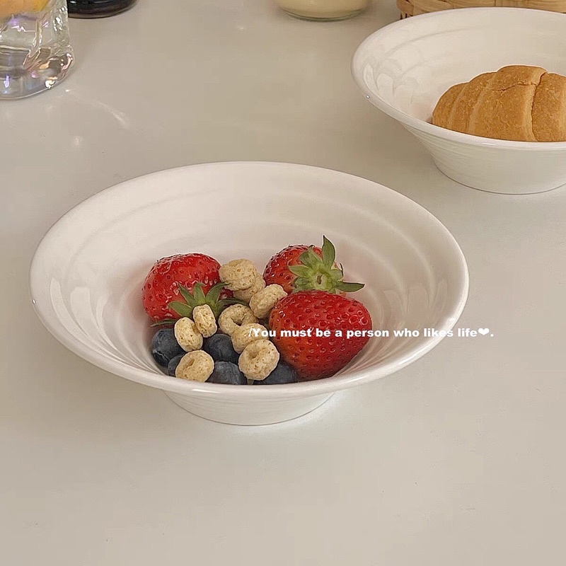 Tô sứ miệng loe sâu lòng đường viền Hot-trend, tô đựng soup, salad phong cách Hàn Quốc