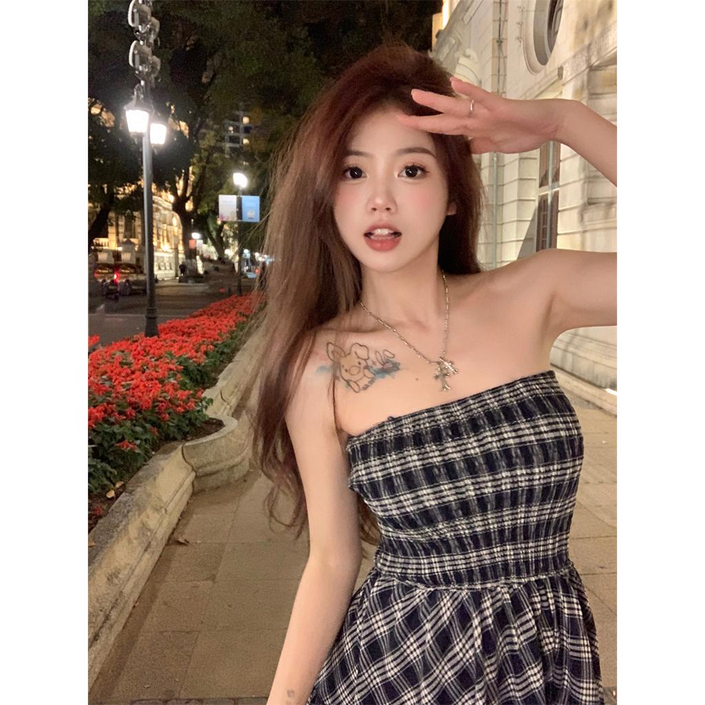 「 WELOVE1 」Đầm Midi Hai Dây Eo Cao Họa Tiết Kẻ Sọc Nhiều Màu Thời Trang Mới Thường Ngày Dành Cho Bạn Nữ