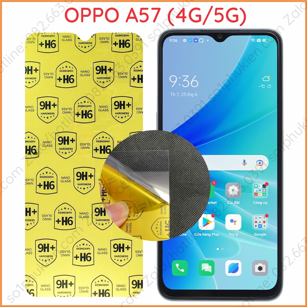 Dán cường lực Oppo A57 2022 (4G/5G) / A77 (4G 5G)/ A77s dẻo nano, cường lực 9H+, trong, nhám chống vân tay, bảo vệ mắt