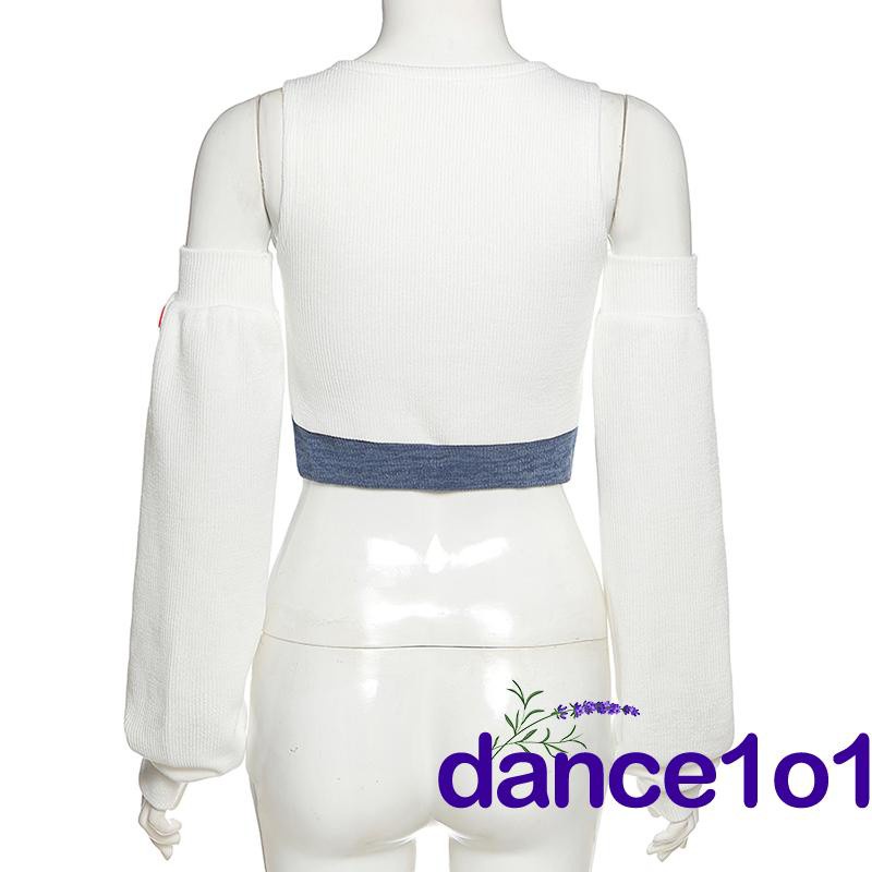 Áo Crop Top Dệt Kim Cổ Xẻ Sâu Gợi Cảm Cho Nữ