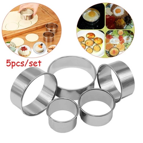 Set 5 Khuôn Tròn Cắt Bột Bánh Bằng Thép Không Gỉ