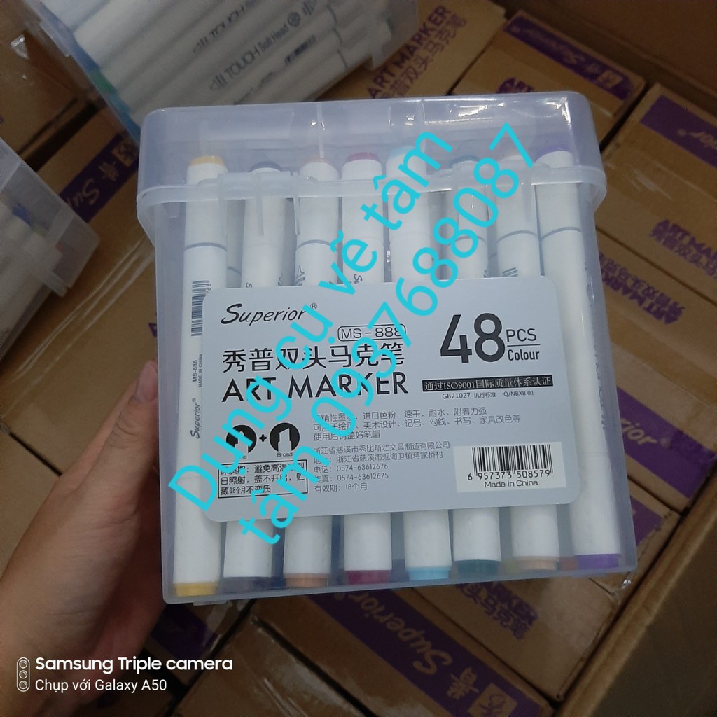 [ TÂM TÂM ]-Marker touch soft head bộ 48 màu hộp nhựa (Tặng giấy mẫu test màu)-