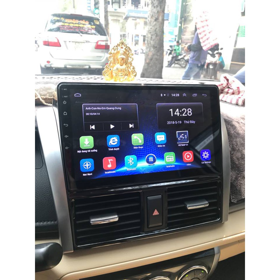 VIOS, Màn hình androi cắm sim 4G, wifi cho xe XE Toyota Vios 2014-2017 tặng sim 4G, có khiển giọng nói