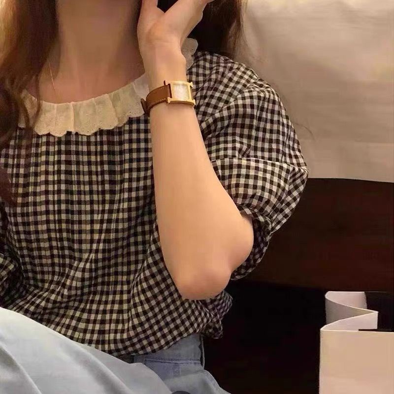 Áo Sơ Mi Nữ Viền Ren Cổ Búp Bê Ngọt Ngào Phong Cách Hàn Quốc Mới