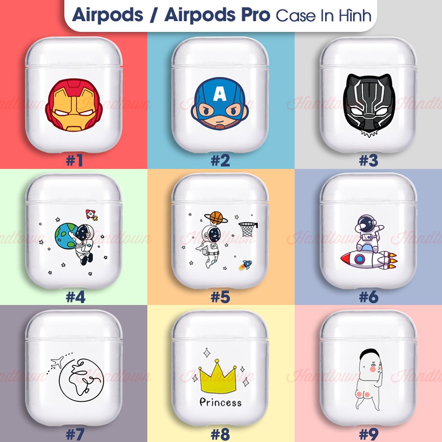 Vỏ Bao Case Airpods 1 2 Pro Túi Silicone Dẻo Trong Suốt In Hình Nhiều Mẫu Cao Cấp Bảo Vệ Tai Nghe khỏi Bụi Bận Trầy Xước