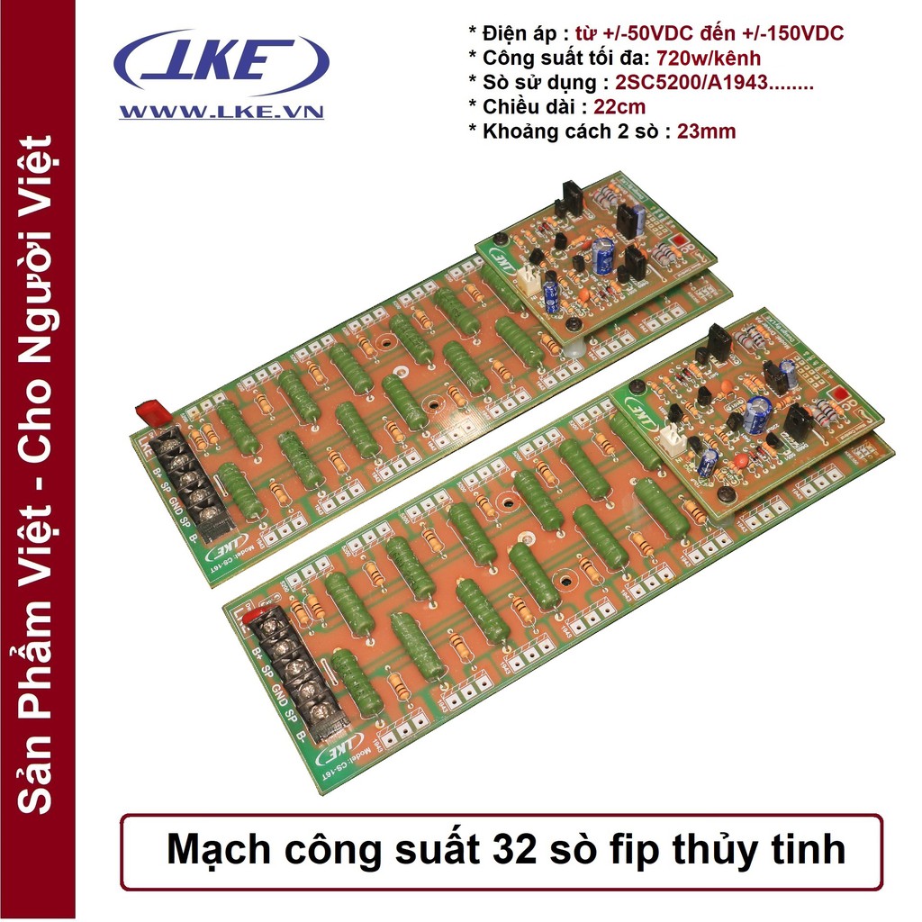 1 cặp mạch công suất ampli 32 Sò Fip thủy tinh trong LKE