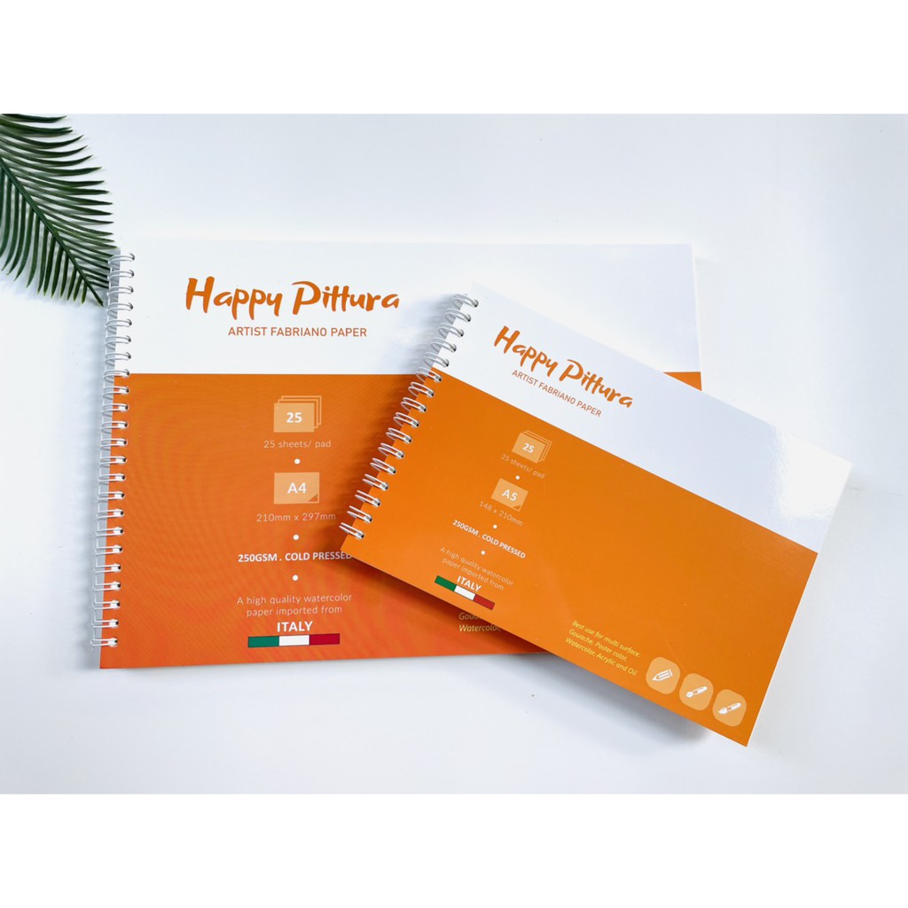 Giấy vẽ Sổ Vẽ Màu Nước HAPPY 250gsm/300gsm (vân nổi Cold)