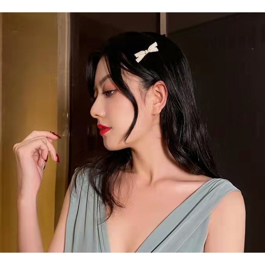 Kẹp Tóc Bên Hông Đính Ngọc Trai Giả Thời Trang Hàn Quốc Cổ Điển Cá Tính Dành Cho Bạn Gái