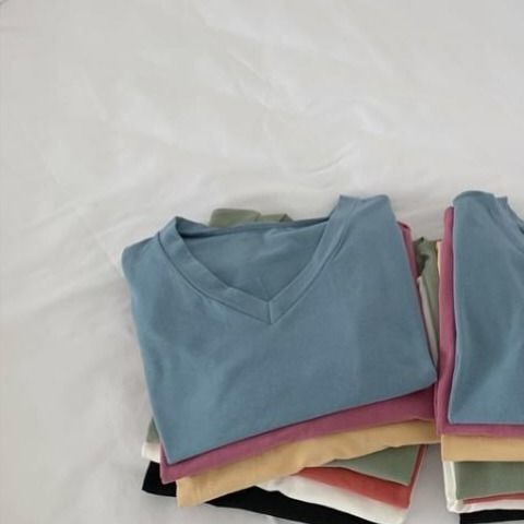 Áo Thun Nữ Ngắn Tay Cổ Chữ V Dáng Rộng Phong Cách Hàn Quốc Dễ Phối Đồ Thời Trang Cho Áo phông Nữ TX-53