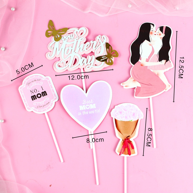 Que Cắm Trang Trí Bánh Chữ Happy Mother Dễ Thương