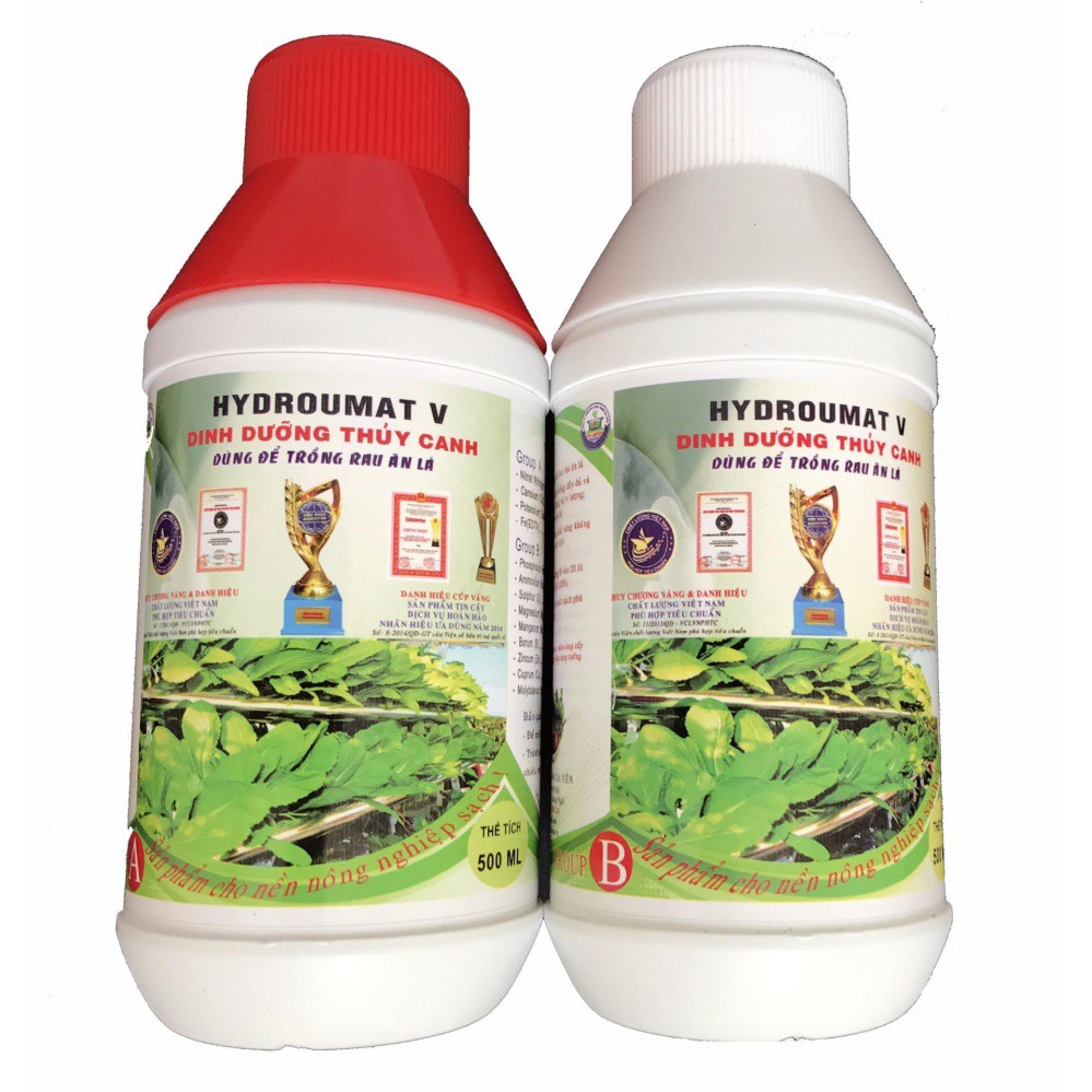 Dung Dịch Thủy Canh Hydroumat F cho cây ăn quả,  Hydroumat V cho cây ăn lá sẽ