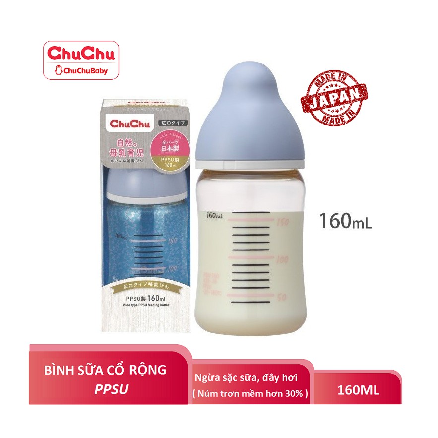 Bình sữa cổ rộng PPSU 160ml new Chuchu Baby