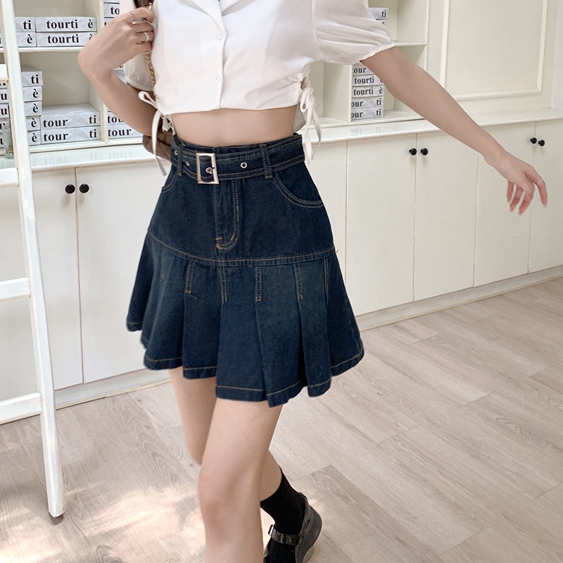 Chân Váy Denim Lưng Cao Thiết Kế Hợp Thời Trang Cho Phái Nữ