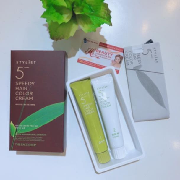 Kem nhuộm tóc màu tự nhiên thơm nhẹ nhàng The Face Shop Stylish 5 Minutes Speedy Hair Color Cream Light Brown