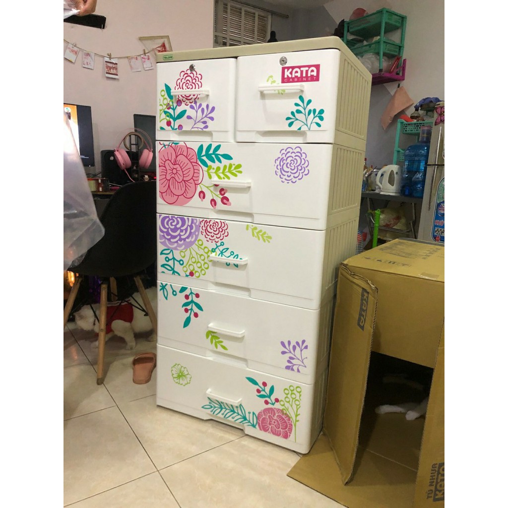 Tủ nhựa KATA 5 tầng ( 60cm x 48cm x 124cm )- tặng kèm tủ mini 5 tầng
