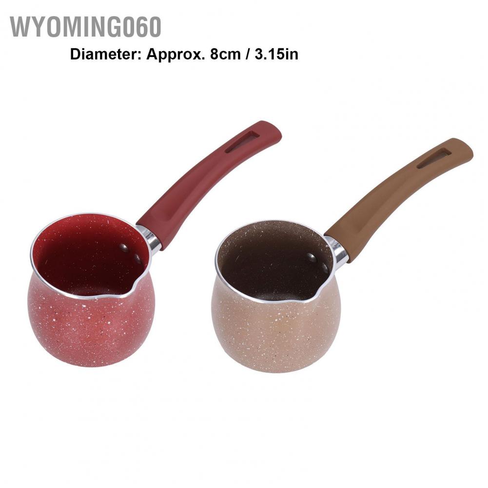 Wyoming060 Nonstick Milk Pan 8cm Dia Single Handle Aluminum Alloy Cooking Pot for Coffee Butter Chocolate
