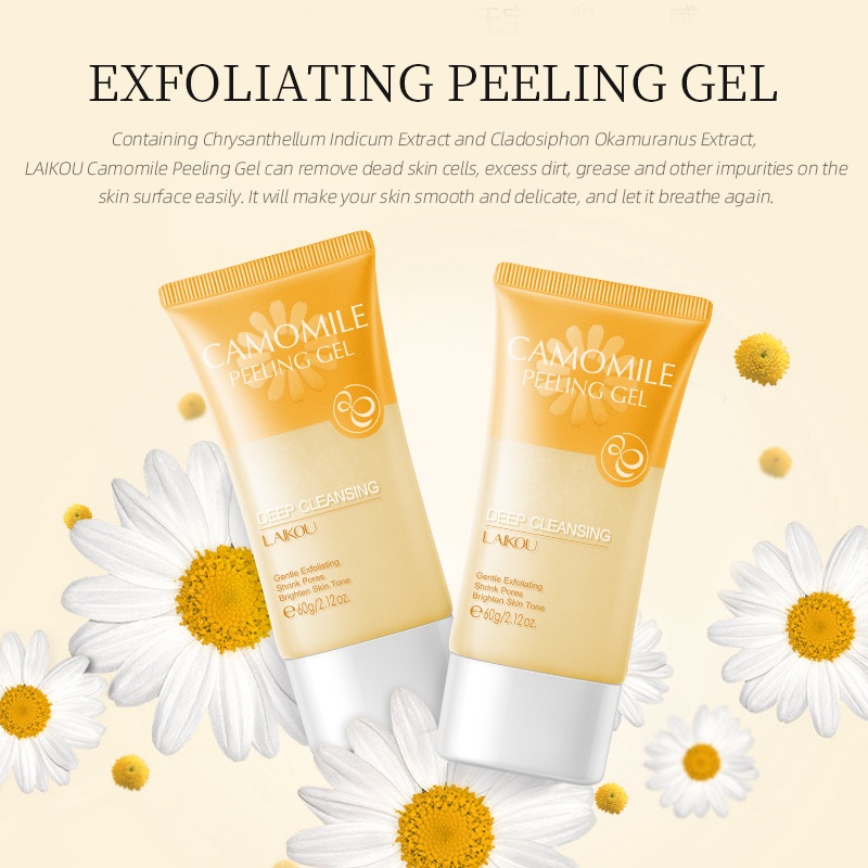 Gel Tẩy Tế Bào Chết Laikou Thành Phần Hoa Cúc La Mã Dưỡng Ẩm Tự Nhiên Cho Mặt 60g