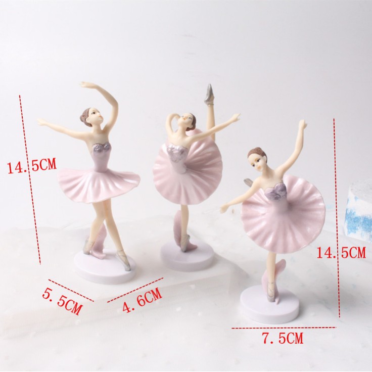 Combo 03 nàng vũ công múa ballet trang trí bánh kem, bánh sinh nhật, case PC, DIY