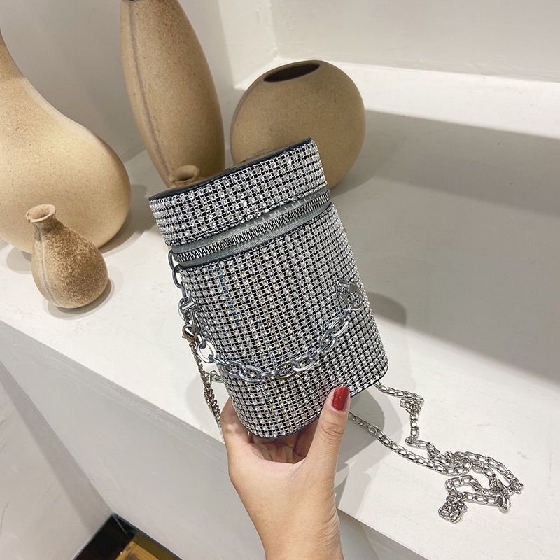 Túi Đeo JASMIN NOIR Chéo Hình Trụ Phối Dây Xích Thời Trang Dành Cho Nữ