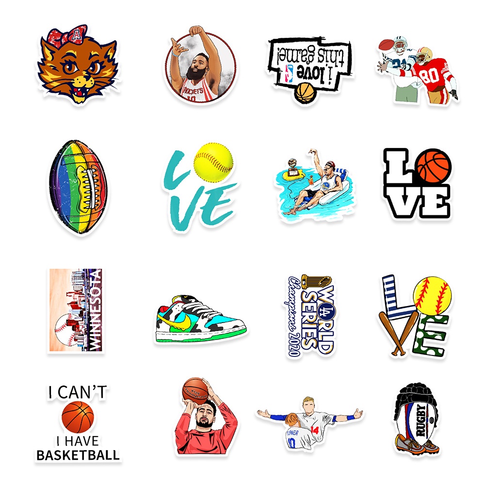 50 Sticker CHỦ ĐỀ THỂ THAO chống nước sticker dán laptop, điện thoại, mũ bảo hiểm, không trùng nhau
