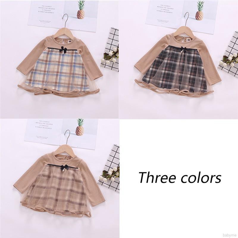 Đầm sơ mi caro tay dài phối ren đáng yêu ngọt ngào cho bé gái