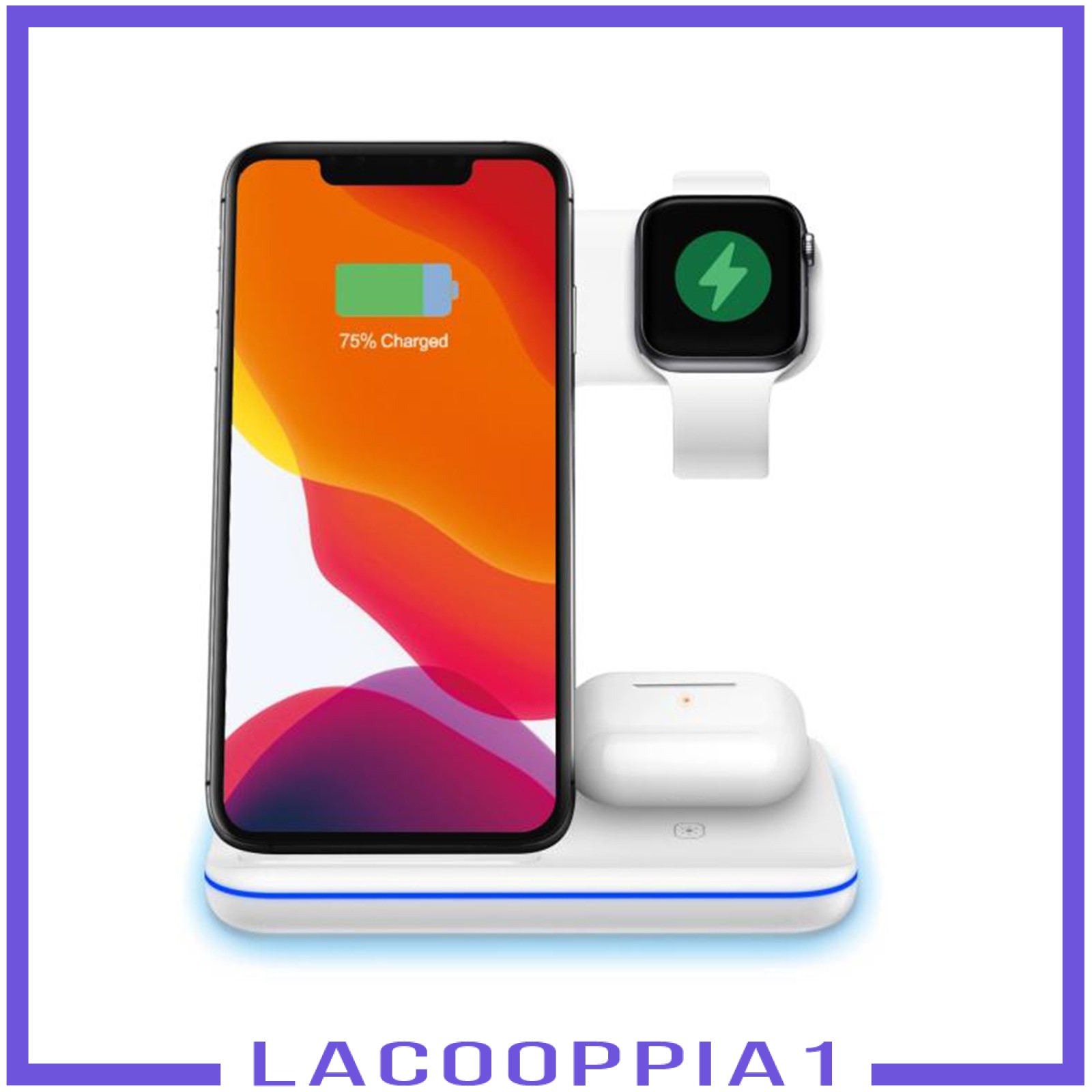 [LACOOPPIA1] 3 in 1 15W Wireless Fast Charging Station Charger Dock Stand for iPhone