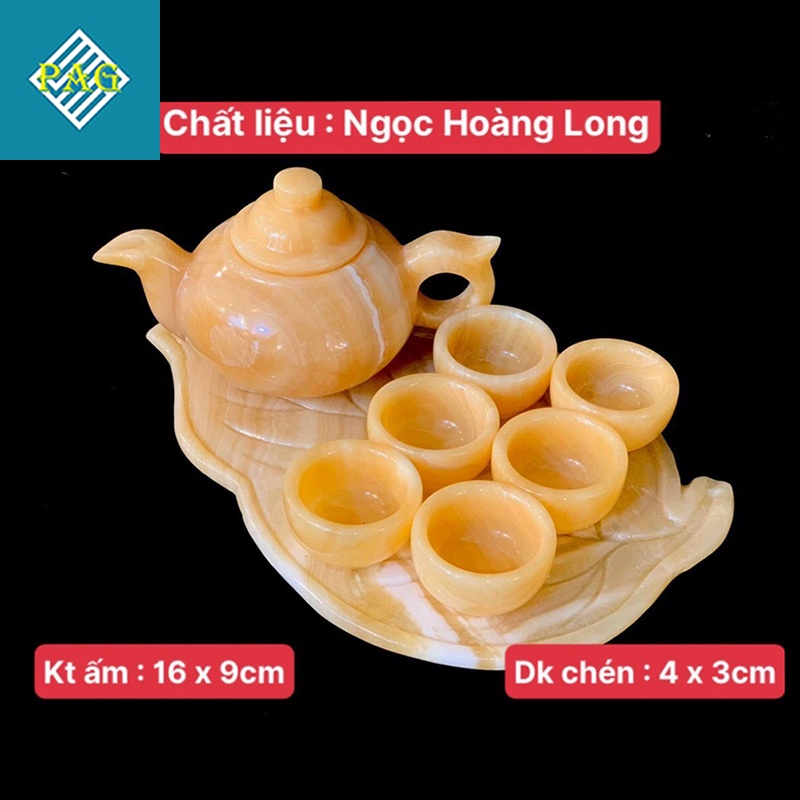 Bộ Ấm Chén Uống Trà Cao Cấp Chế Tác Từ ĐáTự Nhiên Ngọc Hoàng Long - Sản Phẩm Làm Quà Tặng Sang Trọng