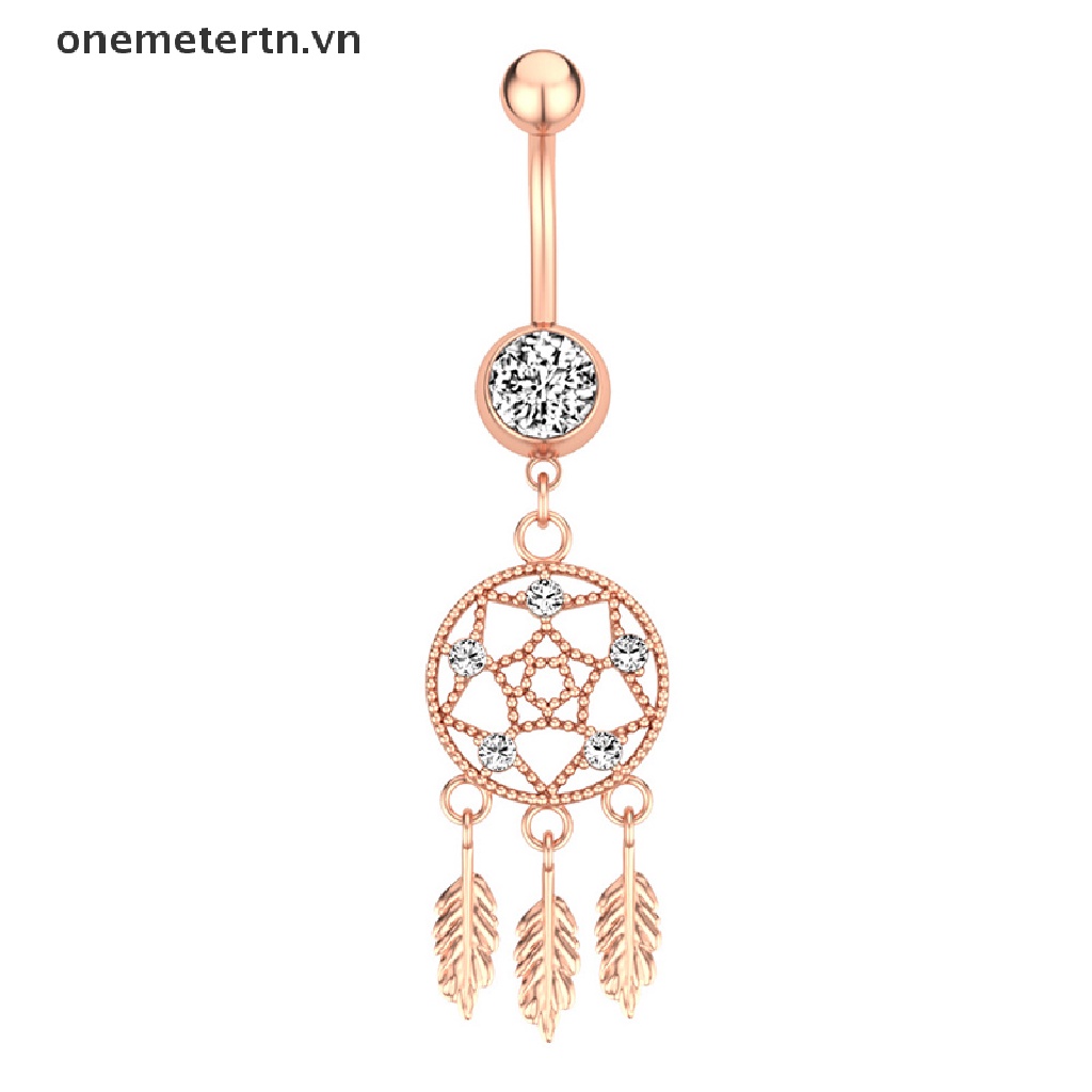 Onemetertn Khuyên Rốn Bằng Thép Không Gỉ Hình Lưới Giấc Mơ Đính Pha Lê
