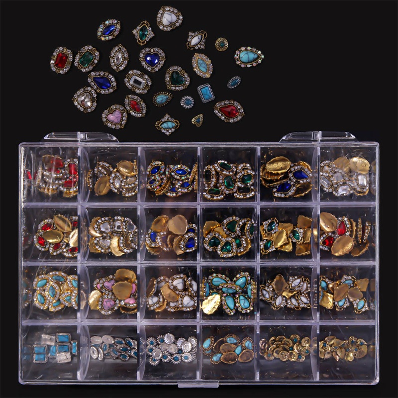 Hộp 24 Ngăn Đựng Phụ Kiện Trang Trí Móng Tay Nghệ Thuật Sa