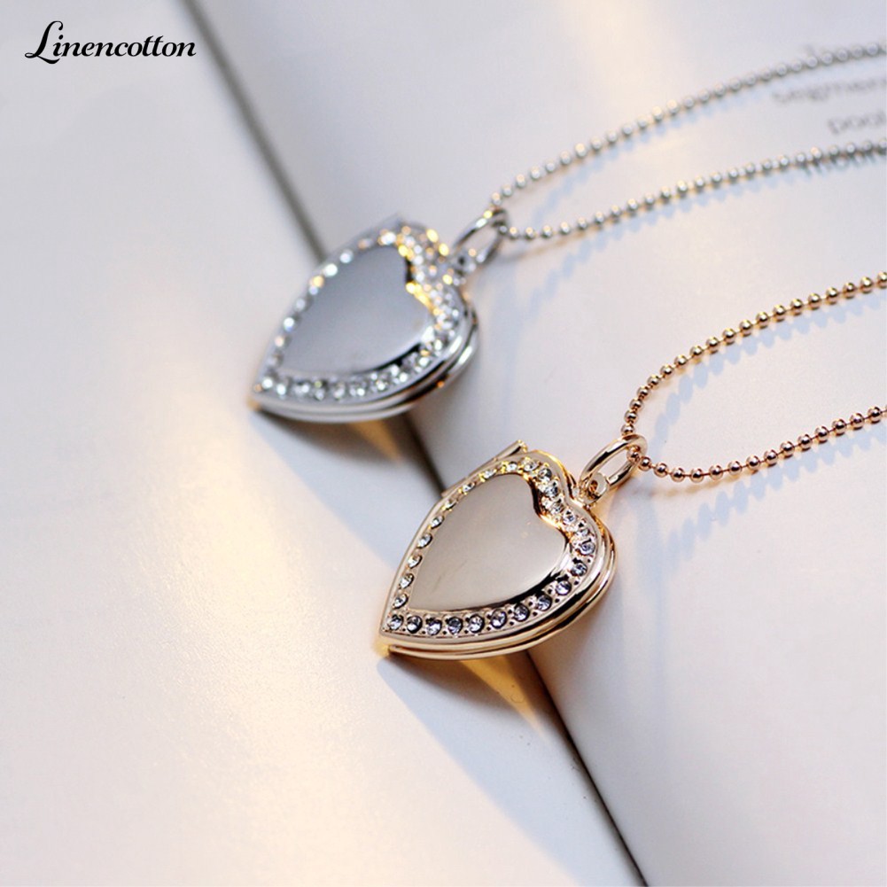 Heart Photo Frame Locket Necklace Clavicle