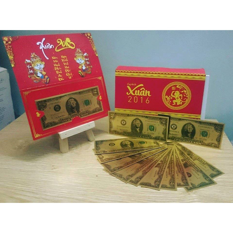 [ Giá Sỉ ] 20-50-100 Tờ Tiền Đô La Mạ Vàng May Mắn (2$/100$)