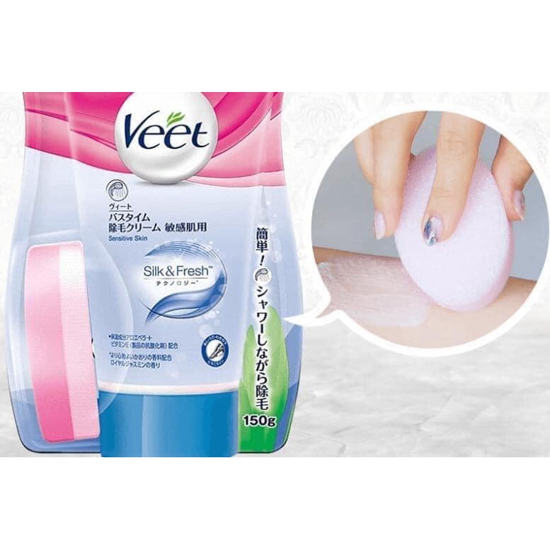 Kem wax lông Veet Silk &amp; Fresh cho da nhạy cảm nội địa Nhật Bản