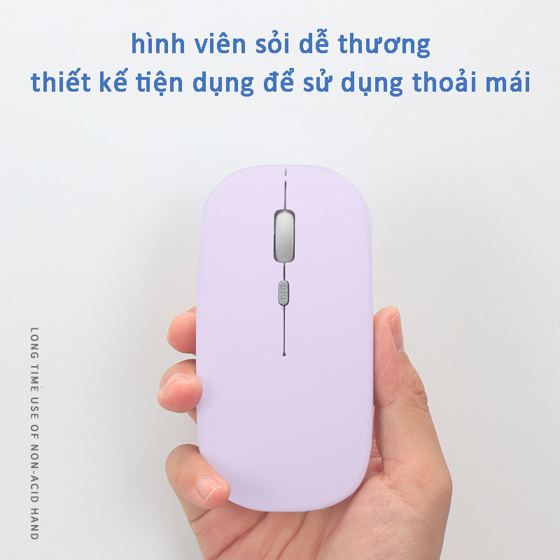 Chuột không dây Bluetooth 2.4G đầy màu sắc dễ thương Chế độ kép USB có thể sạc lại & Chuột yên tĩnh Wireless Bluetooth Mouse